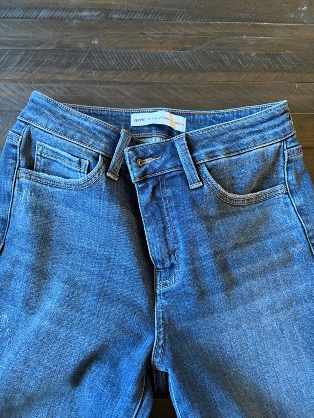 VERVET BY FLYING MONKEY Straight Leg Jeans - Medium Blue